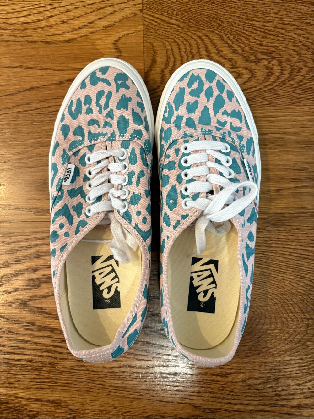 Vans Women's Pink and Teal Leopard Canvas Sneakers